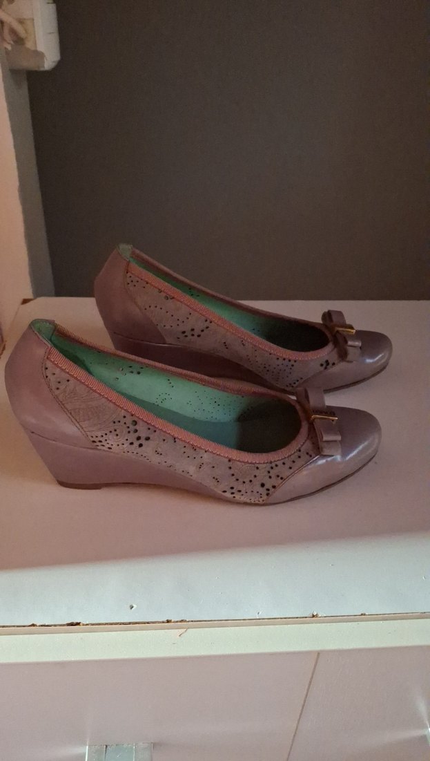 Gri dolgu topuk kemal tanca kadın ayakkabı - Görsel 2