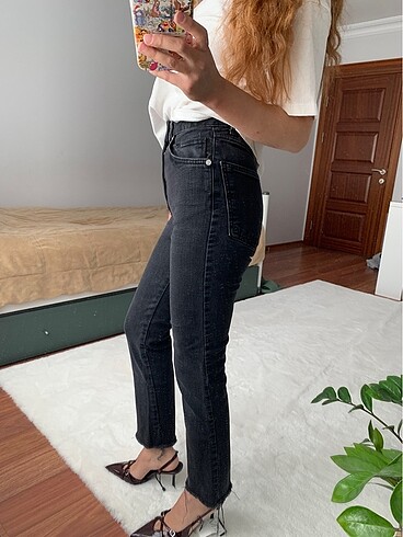 Siyah yüksek bel jean