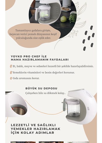 Beyaz Gri buharlı pişirici YOyko - Görsel 6