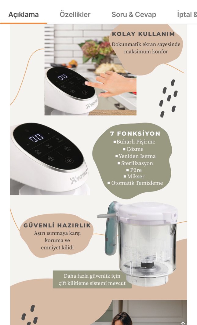 Beyaz Gri buharlı pişirici YOyko - Görsel 4