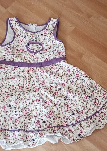 Diğer Mor Detaylı Kız Çocuk Çiçekli Elbise