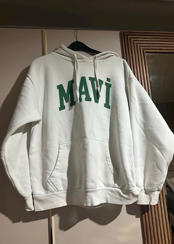 Mavi Baskılı Beyaz Kadın Sweatshirt
