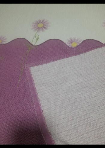 Mor Nakışlı pike 240x185santim çift kişilik kusursuz - Görsel 6