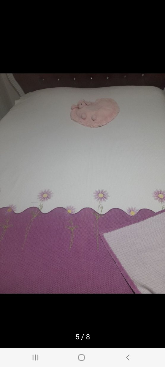 Mor Nakışlı pike 240x185santim çift kişilik kusursuz - Görsel 5