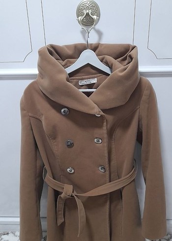 Düğmeli Bej Midi Kadın Kaban38,40uyumlu - Görsel 4