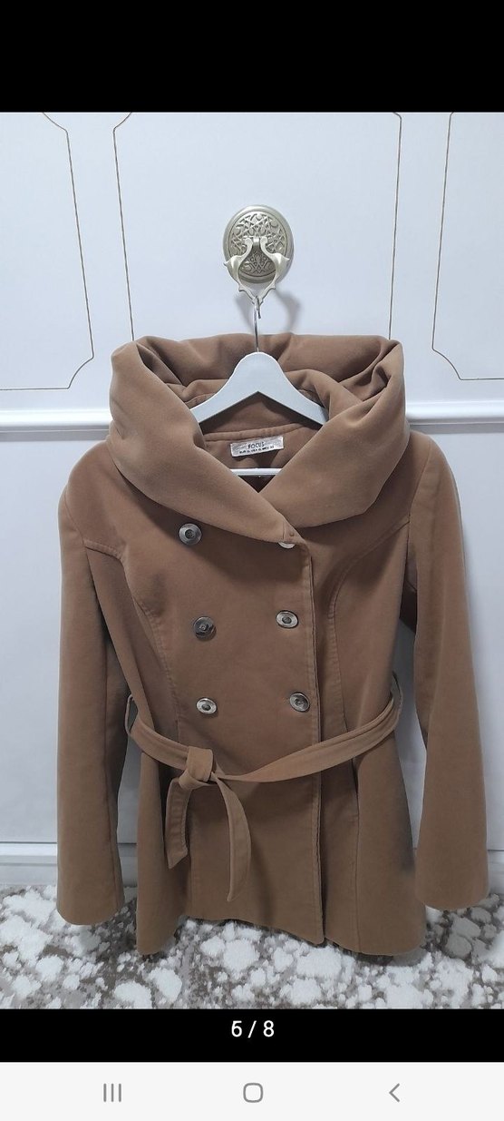 Düğmeli Bej Midi Kadın Kaban38,40uyumlu - Görsel 4