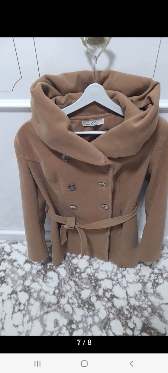 Düğmeli Bej Midi Kadın Kaban38,40uyumlu - Görsel 5