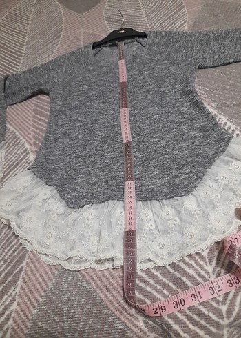 Gri Uzun Kollu güpür detaylı kazak38,40uyumlu - Görsel 4