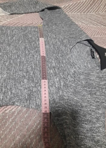 Gri Uzun Kollu güpür detaylı kazak38,40uyumlu - Görsel 5