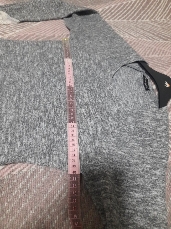 Gri Uzun Kollu güpür detaylı kazak38,40uyumlu - Görsel 5