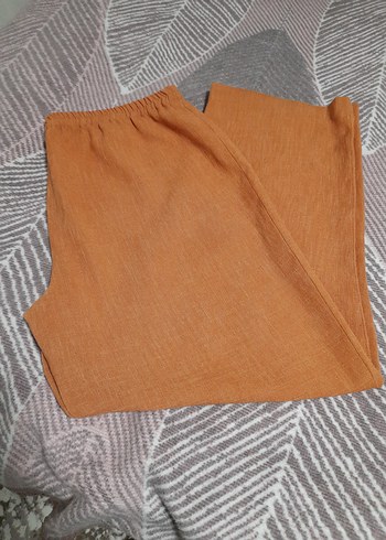 somon rengi44beden uyumlu kalın Keten Kadın Pantolon - Görsel 7