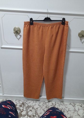 somon rengi44beden uyumlu kalın Keten Kadın Pantolon - Görsel 3