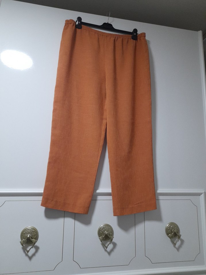 somon rengi44beden uyumlu kalın Keten Kadın Pantolon - Görsel 2