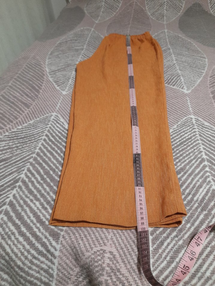 somon rengi44beden uyumlu kalın Keten Kadın Pantolon - Görsel 4