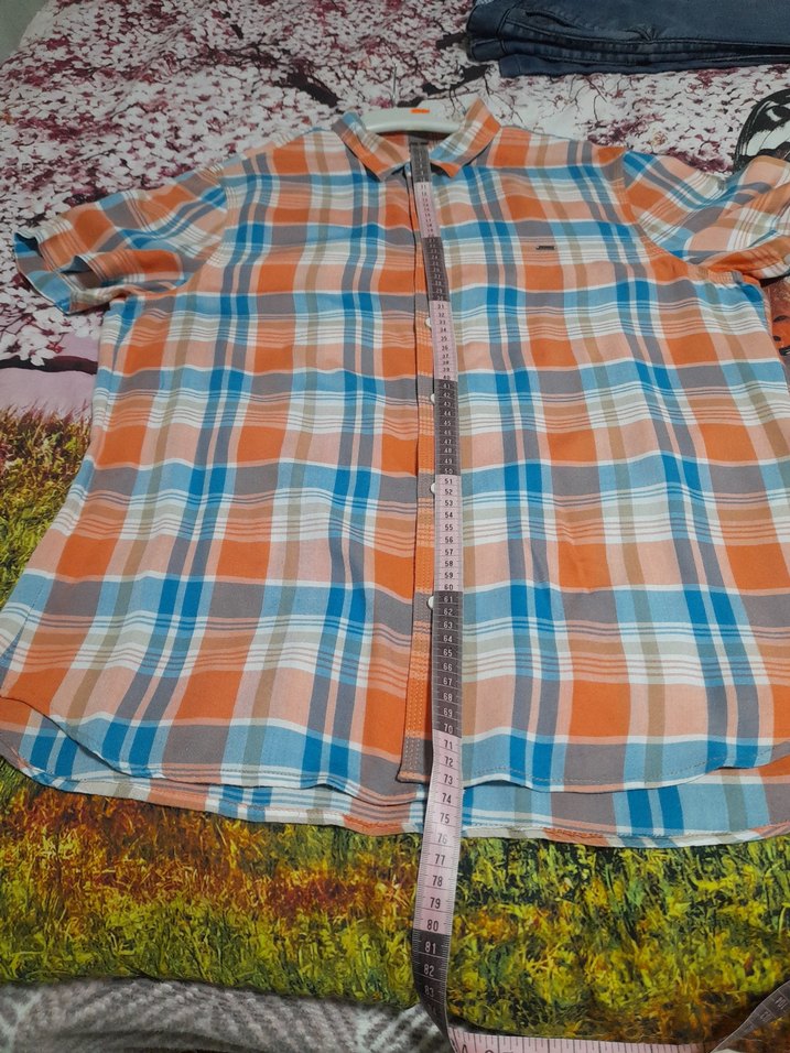 Erkek gömlek 44,46uyumlu Kısa Kollu Kareli Gömlek - Görsel 3