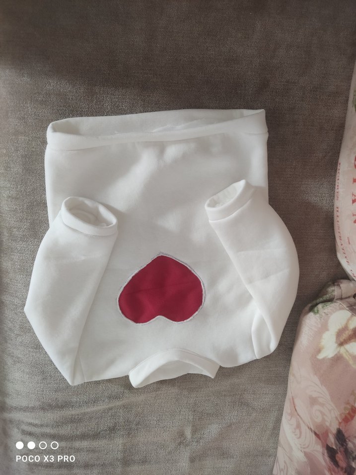 Kız Çocuk Beyaz Sweatshirt Kırmızı Kalp Desenli - Görsel 3