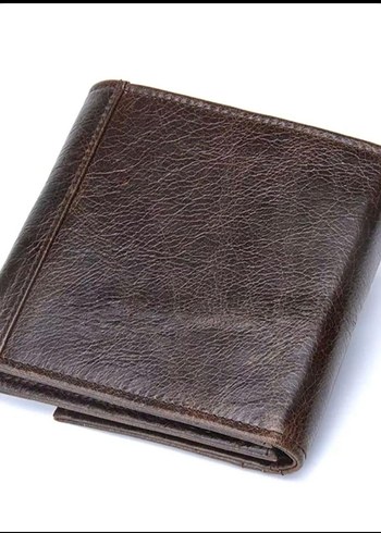 %100 hakiki deri Kahverengi Biker Tarzı Erkek Cüzdanı - Görsel 4