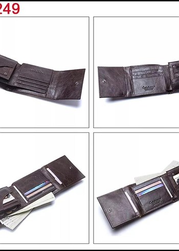 %100 hakiki deri Kahverengi Biker Tarzı Erkek Cüzdanı - Görsel 5