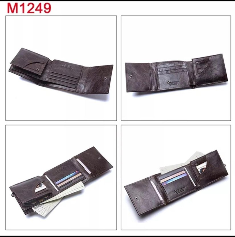 %100 hakiki deri Kahverengi Biker Tarzı Erkek Cüzdanı - Görsel 5