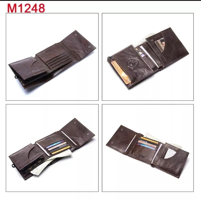 %100 hakiki deri Kahverengi Biker Tarzı Erkek Cüzdanı - Görsel 3