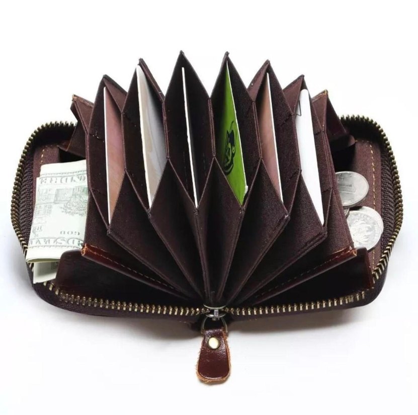 %100 hakiki deri içi kumaş Siyah Fermuarlı Erkek Deri Cüzdan - Görsel 4