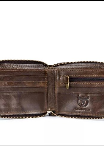 %100 hakiki deri Parlak Kahverengi Minimalist Erkek Cüzdanı - Görsel 2