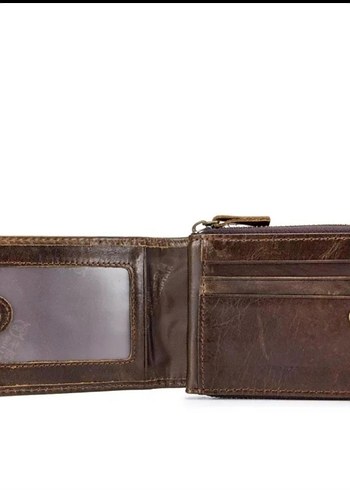 %100 hakiki deri Parlak Kahverengi Minimalist Erkek Cüzdanı - Görsel 4