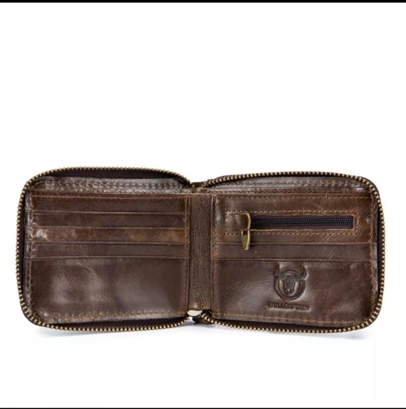 %100 hakiki deri Parlak Kahverengi Minimalist Erkek Cüzdanı - Görsel 2