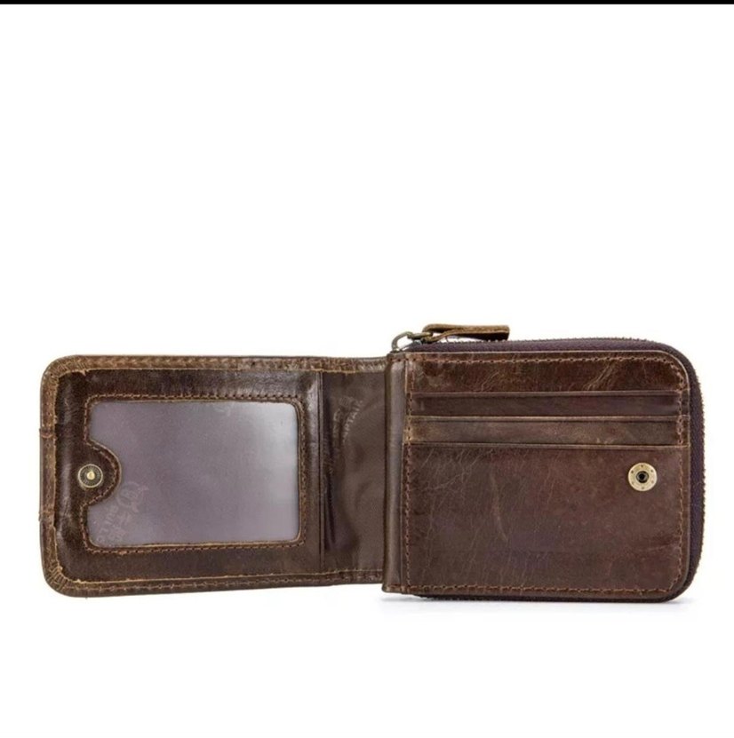 %100 hakiki deri Parlak Kahverengi Minimalist Erkek Cüzdanı - Görsel 4