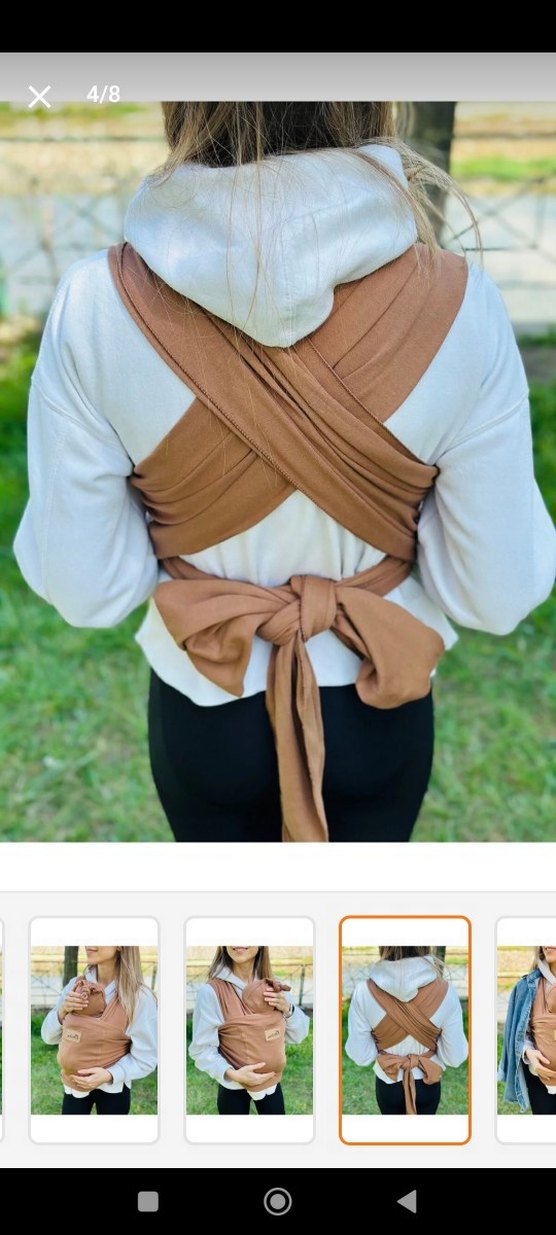 Cep Detaylı Camel Bebek Taşıma Şalı - Görsel 3