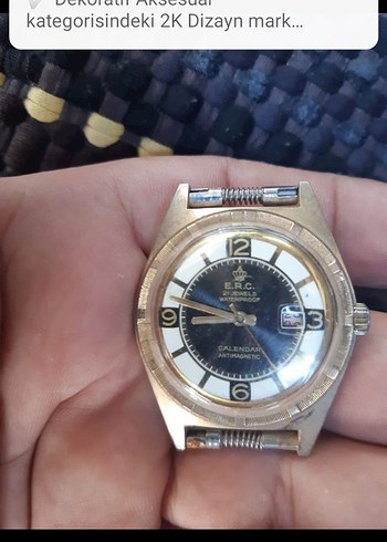 E.R.C marka Vintage 2K Dizayn Altın Erkek Kol Saati
