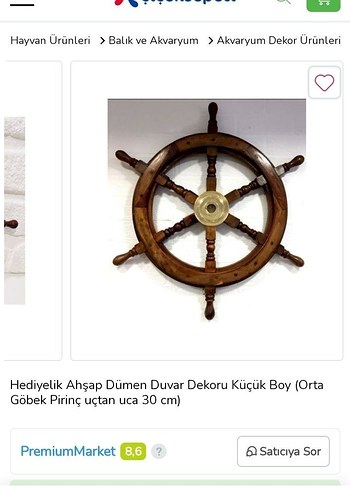 Beden Kahverengi Ahşap Gemi Dümeni 40 cm çapında ortası pirinctir