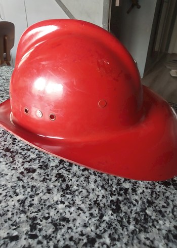 Kırmızı Parlak Vintage itfaiyeci Kaskı - Görsel 4