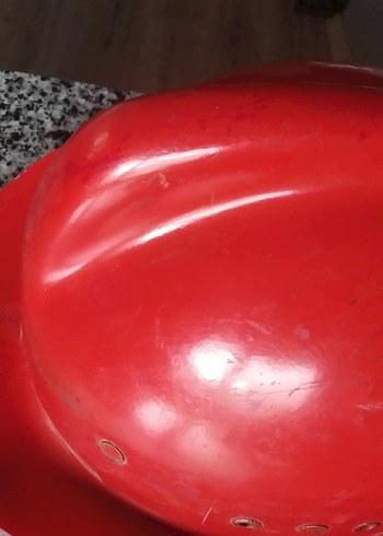 Kırmızı Parlak Vintage itfaiyeci Kaskı - Görsel 3