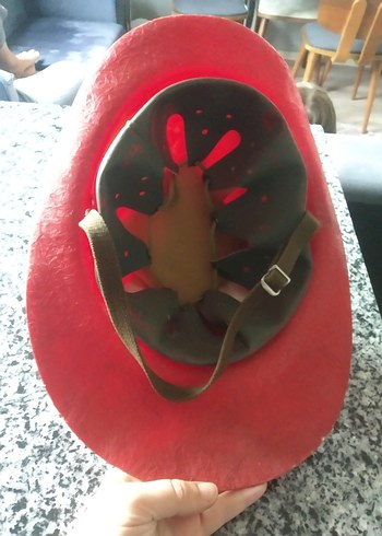 Kırmızı Parlak Vintage itfaiyeci Kaskı - Görsel 6