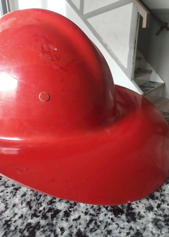 Kırmızı Parlak Vintage itfaiyeci Kaskı - Görsel 2