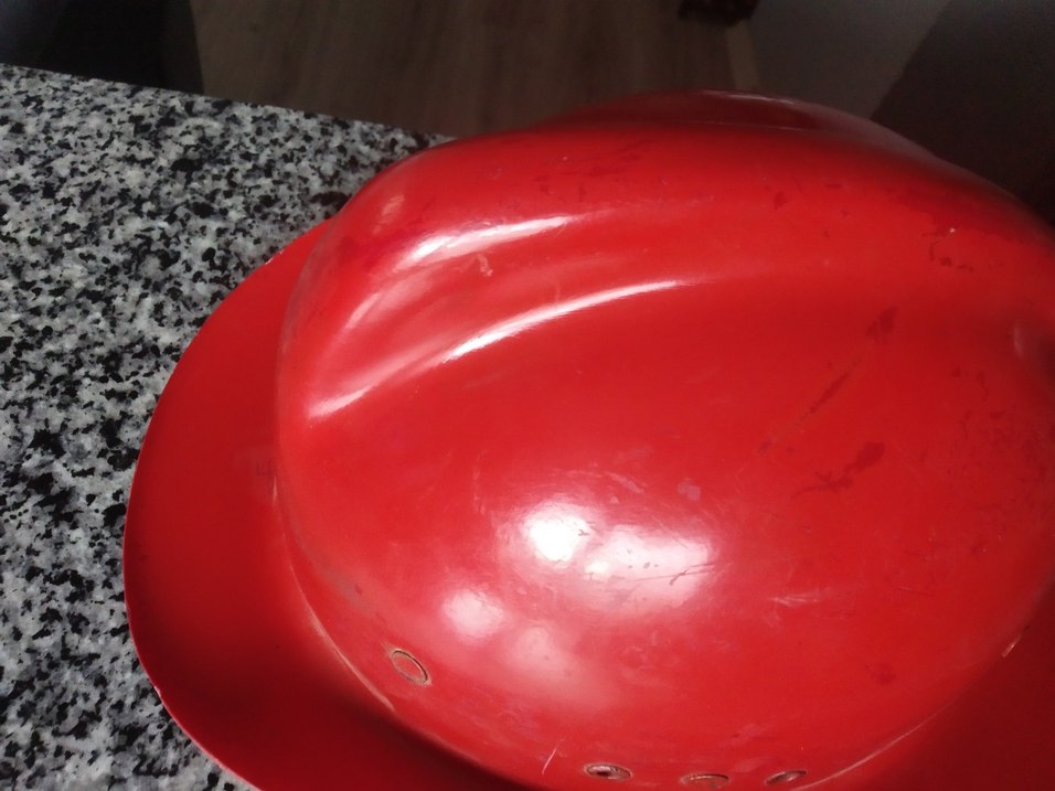 Kırmızı Parlak Vintage itfaiyeci Kaskı - Görsel 3