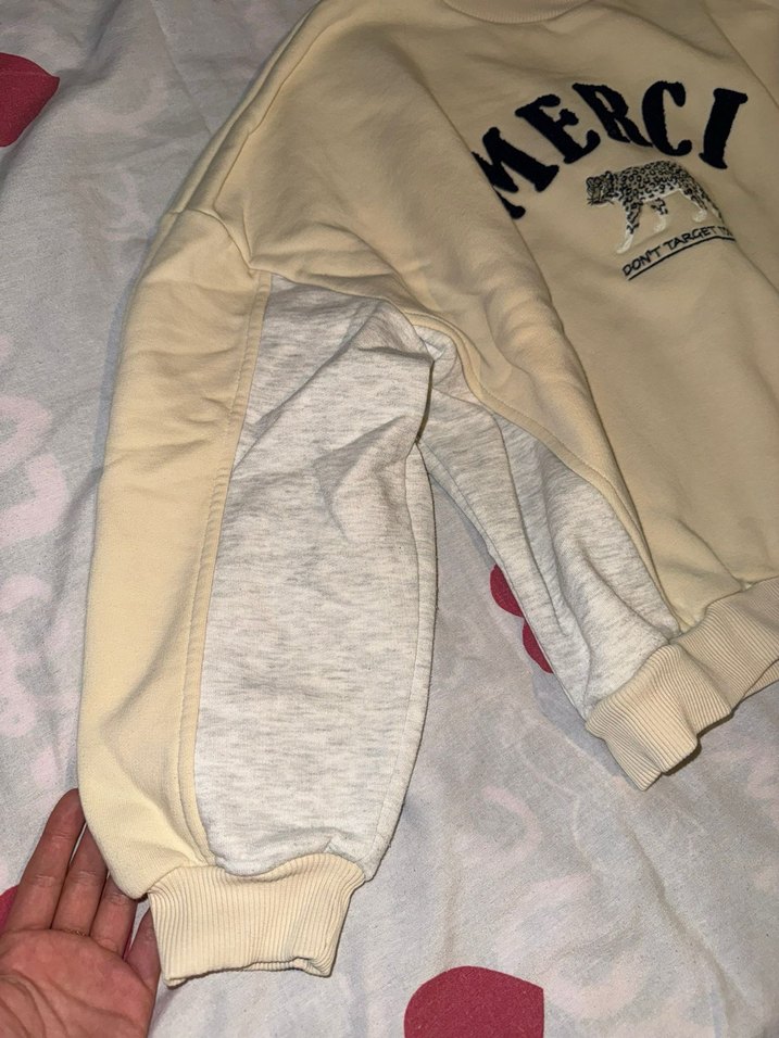 Bej Kadın Sweatshirt Uzun Kollu Rahat Kesim - Görsel 3