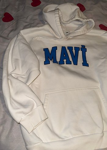 Mavi Baskılı Beyaz Kapüşonlu Sweatshirt - Görsel 2