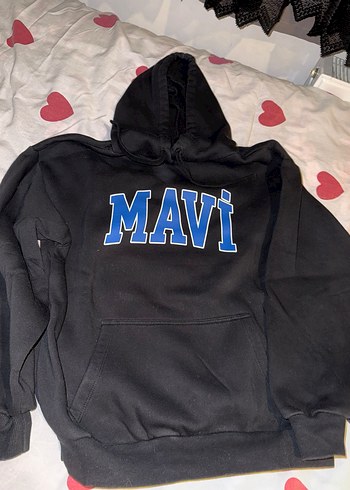 Mavi Baskılı Kapüşonlu Kadın Sweatshirt - Görsel 2