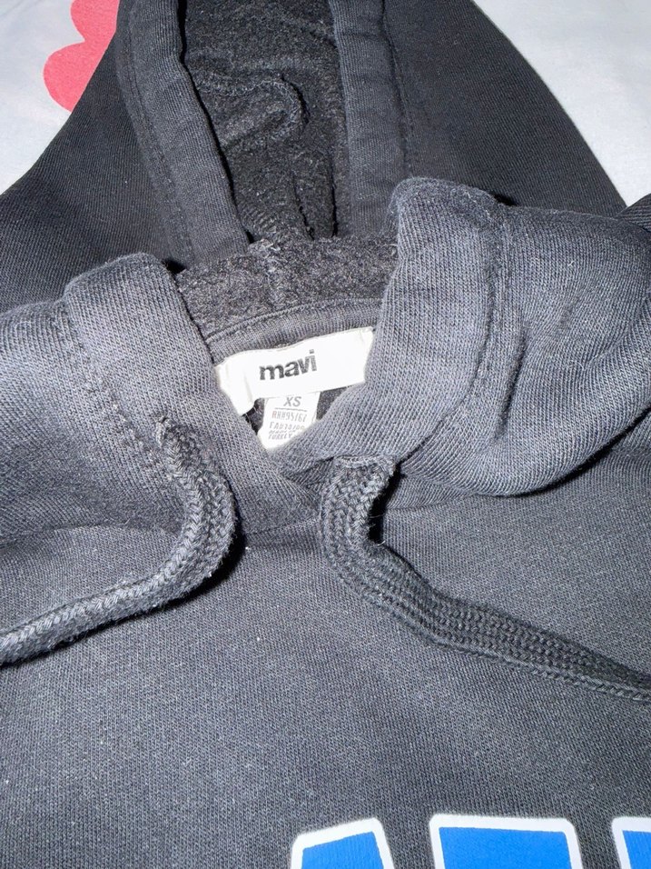 Mavi Baskılı Kapüşonlu Kadın Sweatshirt - Görsel 3