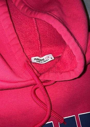 Pembe Kapüşonlu Mavi Baskılı Sweatshirt - Görsel 4