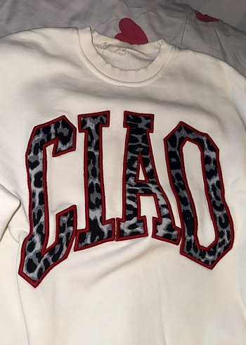 Beyaz Uzun Kollu Baskılı Kadın Sweatshirt - Görsel 2