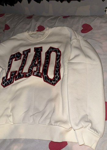 Beyaz Uzun Kollu Baskılı Kadın Sweatshirt - Görsel 3