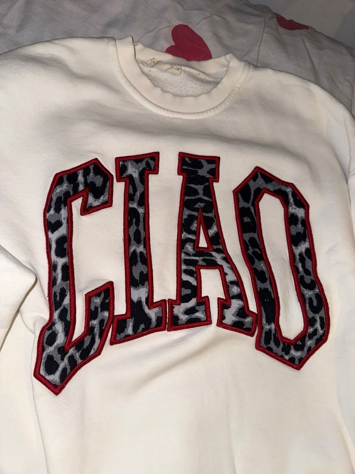 Beyaz Uzun Kollu Baskılı Kadın Sweatshirt - Görsel 2