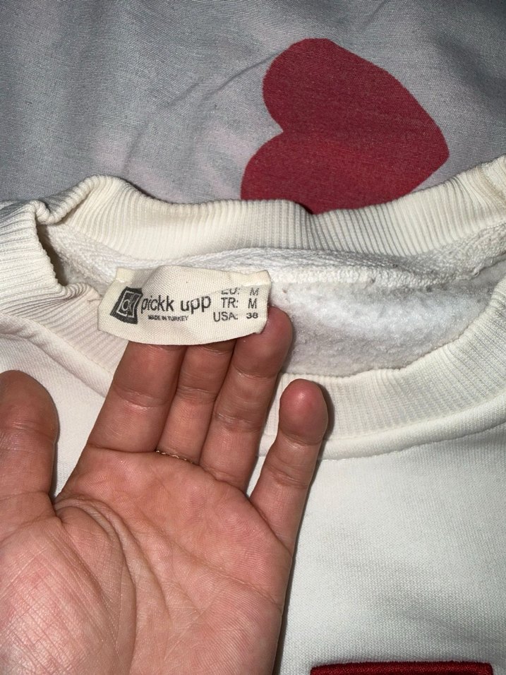 Beyaz Uzun Kollu Baskılı Kadın Sweatshirt - Görsel 4