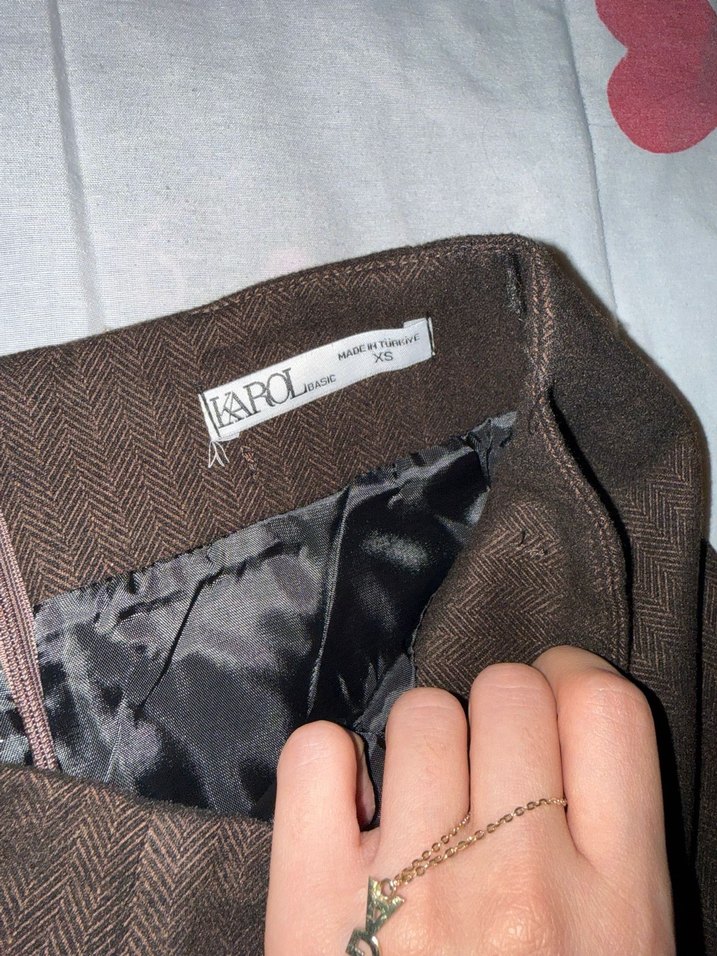 Kahverengi Piliseli Midi etek - Görsel 2