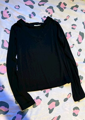 Kadın Siyah V-Yaka Uzun Kollu badi - Görsel 2