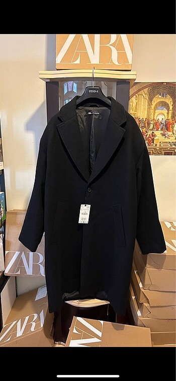 zara yün karışım hacimli şık erkek kaban