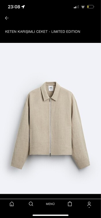 zara erkek keten karışımlı limited ceket